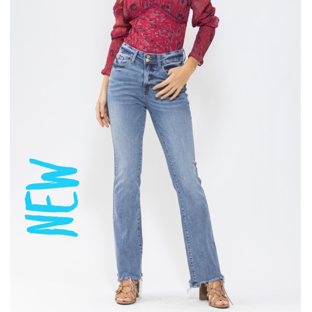 JUDY BLUE HIGH WAIST DOUBLE BUTTON BOOTCUT